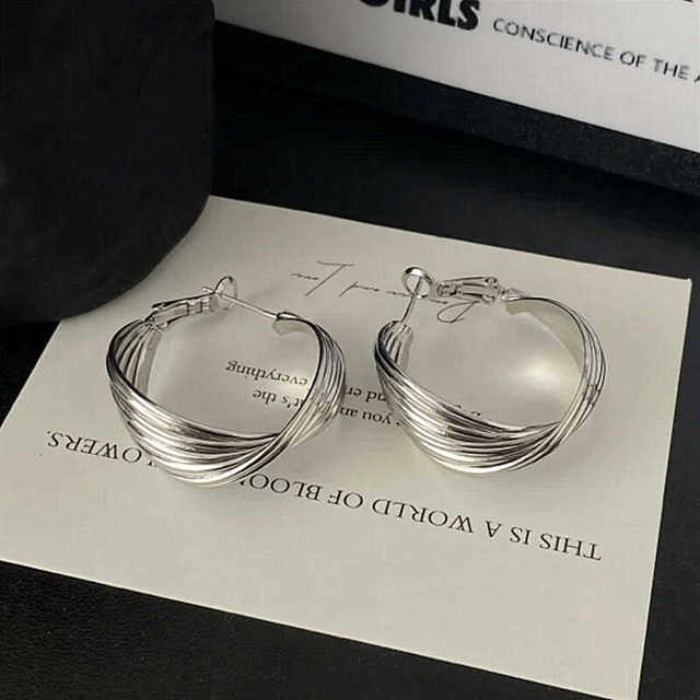 925 silver needle earrings silver irregular twisted earrings design sense Hong Kong style earrings 2024 new hot style fashion