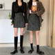 Large size retro PU leather skirt leopard print short skirt for women in autumn and winter high waist A-line skirt mid-length slit hip-pack skirt
