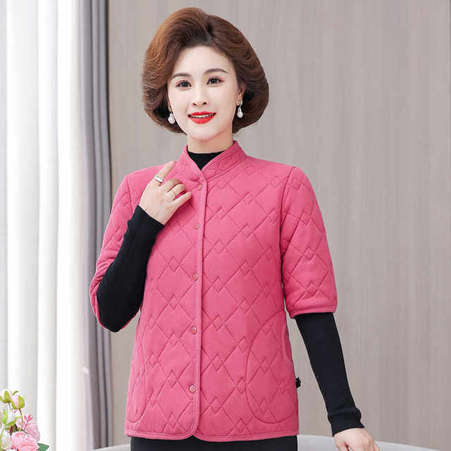 Middle-aged and elderly middle-sleeved cotton jacket underwear autumn and winter old lady light and warm plus velvet vest mother German velvet cotton jacket jacket