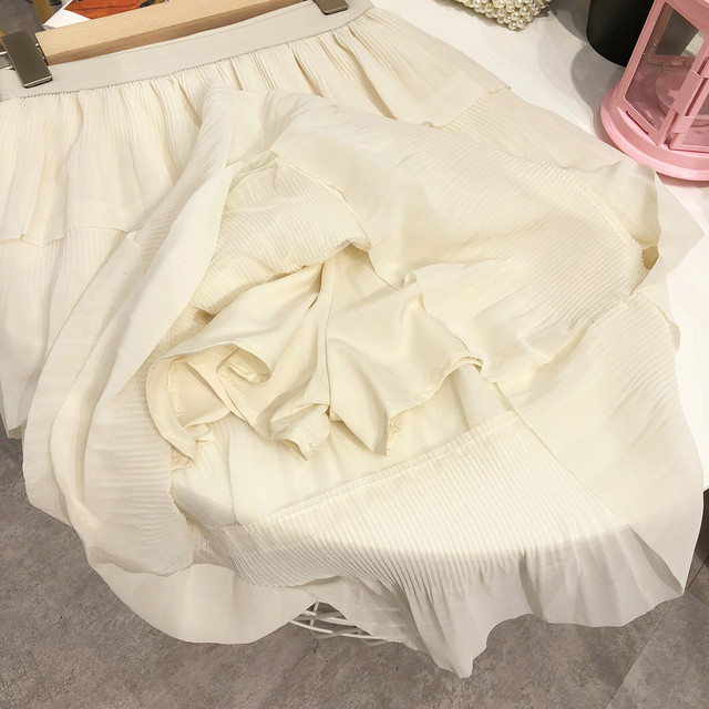 Korean version of sweet style high waist multi-layer pleated cake skirt, medium skirt skirt 855