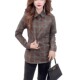 European-style simple and fashionable plaid shirt for women French lapel long-sleeved top loose design button-down shirt