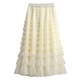 Summer new high -waisted apricot layer mesh cake skirt skirt skirt women's small sloping skirt skirt in the skirt
