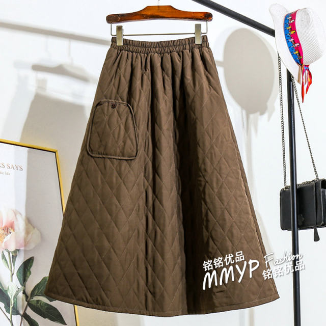 Winter design sensor pocket diamond cotton cotton skirt autumn and winter female thickened A -line umbrella skirt puffy skirt winter skirt