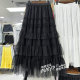 French retro polka dot mesh skirt for women in spring and summer 2025 new elastic waist slimming layered cake skirt long skirt