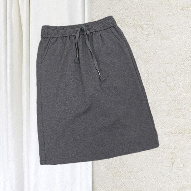 Spring and summer new fashion leisure sports ins, thin middle skirt sweater, cotton loose waist, pocket pocket half -bodies, hips