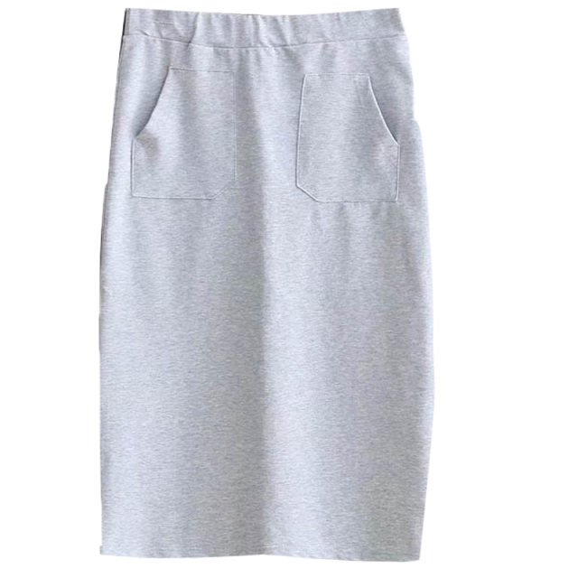 Spring and summer new loose waist, one -step skirt pocket in the pocket, long skirt half -body skirt, split leisure versatile cotton