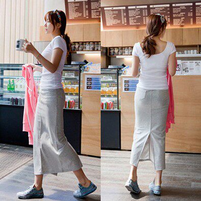 Sports long skirt Spring and summer casual solid color half skirt back slimming one -step hip skirt big size skirt