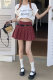 Large size retro red plaid jk pleated skirt for women in summer American style high waist a line short skirt fluffy skirt