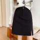 Large size gray polka dot wool skirt for women in autumn and winter high waist slit A-line short skirt for slimming mid-length hip-covering skirt