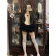 Black high-waisted three-layer cake skirt Millennial hot girl short skirt for women in autumn and winter new anti-exposure skirt puffy A-line skirt
