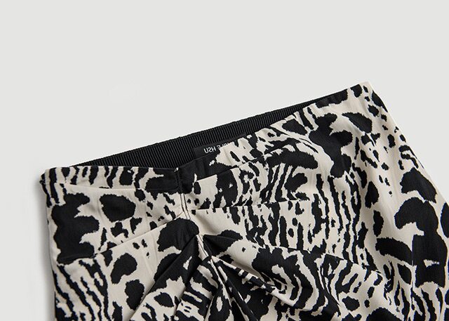 2024 autumn new design niche mid-length skirt high-waisted temperament printed leopard print irregular skirt for women