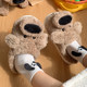 Cute and silly big-nosed dog cotton slippers for men and women, winter outdoor wear, non-slip home indoor warm cotton shoes, swing