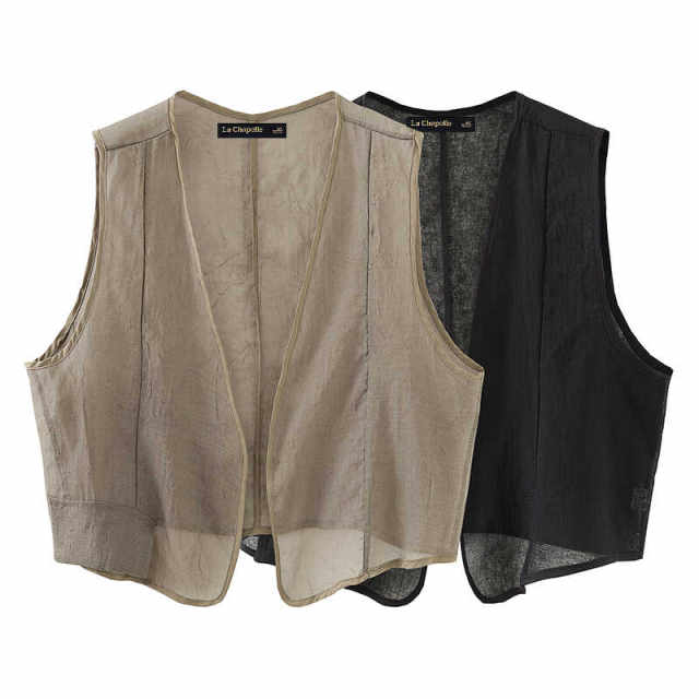 La Chapelle/La Chapelle summer new V-neck mesh vest thin sun protection blouse top