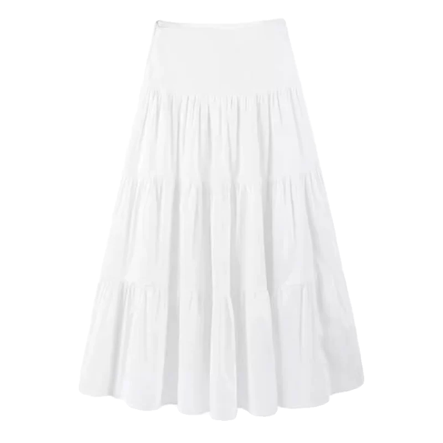 Hong Kong -style high -waist skirt female spring and autumn large size fat MM half skirt A -line cake long skirt artistic sense desire skirt ins