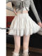 French ballet puff cake skirt female summer big size fat MM ruffle short skirt high waist A -line lace half body skirt