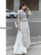 Hong Kong -style high -waist skirt female spring and autumn large size fat MM half skirt A -line cake long skirt artistic sense desire skirt ins