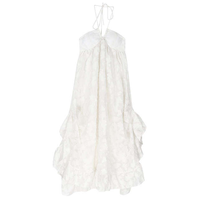 200Jin [Jin equals 0.5 kg] Large size women's fat mm French halter neck dress summer vacation style backless long skirt loose a-line skirt