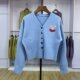 920 Smiling V-neck Knit Cardigan Jacket Women's Top 2025 Early Spring New Short Single Breasted Long Sleeve Sweater
