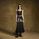 Tuogu trendy brand black fishtail skirt for women with hips and high waist 2025 autumn and winter new long slim printed skirt