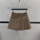Irregular pleated short skirt for women with high waist slim A-line suit skirt