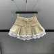 Sweet lace lace denim skirt women 2025 summer small high-waisted hot girl A-line fluffy cake skirt