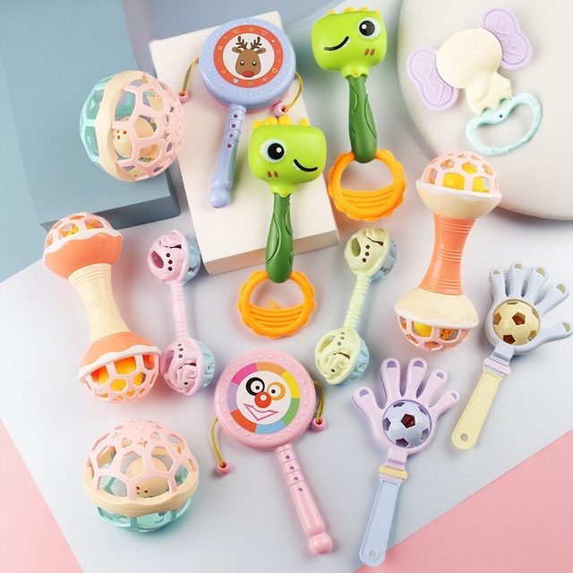 Hand-bell baby toys 0-1 years old Yizhizhi Hammer Dipping Drum Newborn Early Early Teaching