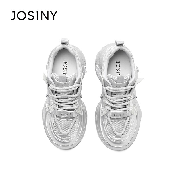 ZhuoSini Daddy Shoes 2025 Summer and Autumn New Silver Large Size Trendy Sneakers Large Size Bee White