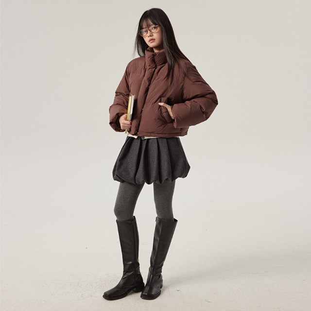 Omont Egg Tart Home 50% Hairy High-waisted Woolen Flower Bun Skirt Winter Woolen Mid-length Skirt