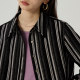 Omont Egg Tart Home Retro Striped Denim Shirt Women's New Winter Loose Laminated Inner Long Sleeve Shirt