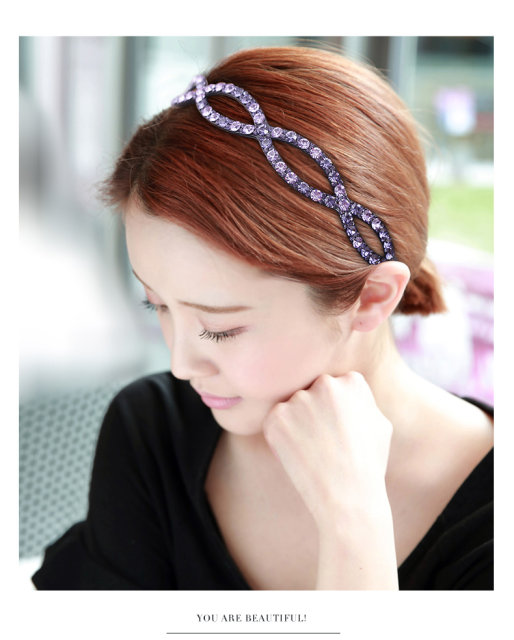 Diamond hoe Korean hair ornament wide bangs hair card simple versatile hair cave head jewelry with teeth anti -sliding head hoop
