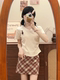 
High-end rainbow gray polka dot v-neck short-sleeved women's flocking cartoon embroidered shoulder T-shirt sweet girl style short style without showing waist