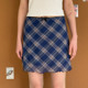 
Chictang retro plaid high waist A-line short skirt wood earrings mesh plaid skirt Xia Mai Na K0331