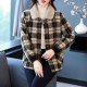 Autumn and winter short thickened mother's small jacket plaid knitted top loose warm fur collar small sable velvet