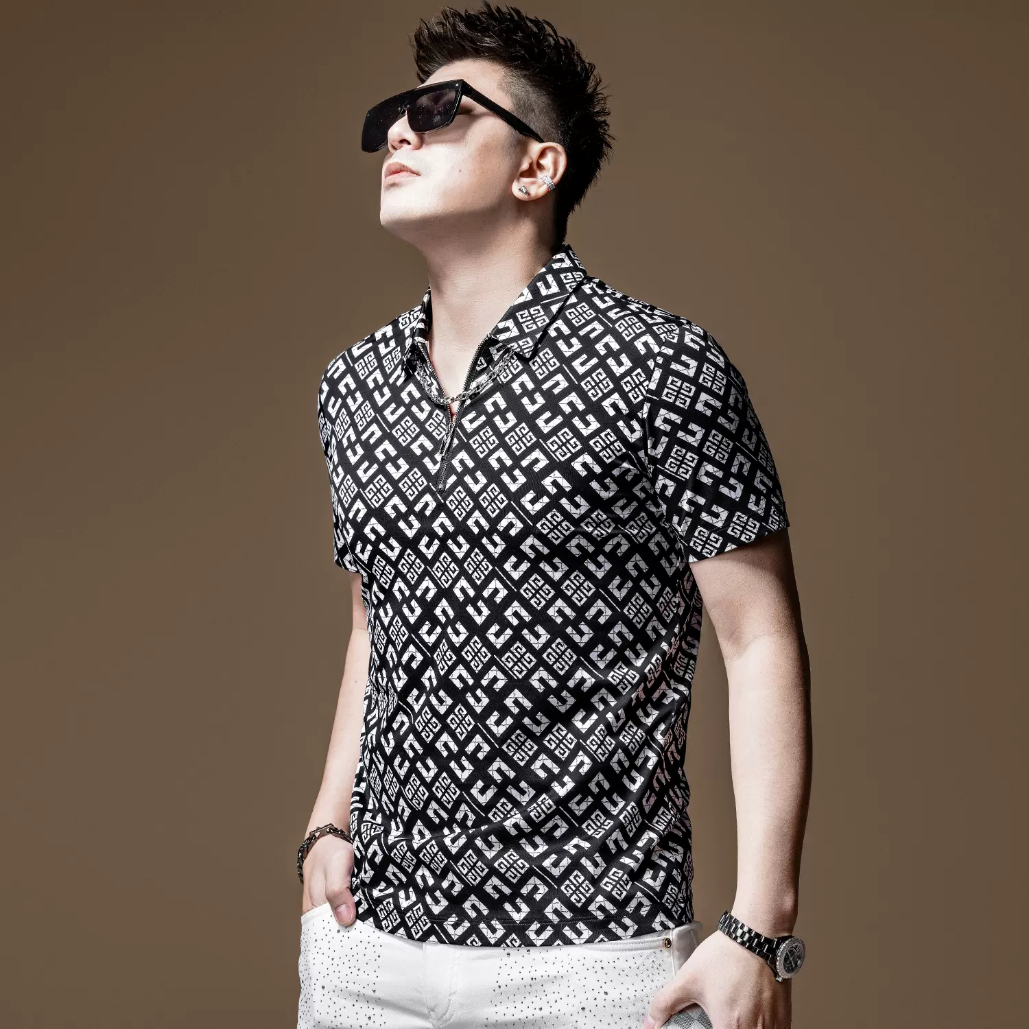 言吉时尚潮牌男装22夏季新款高端短袖t恤男士个性