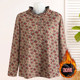 
Mom's autumn and winter inner velvet warm top for middle-aged and elderly women large size half turtleneck floral fashionable thickened bottoming shirt