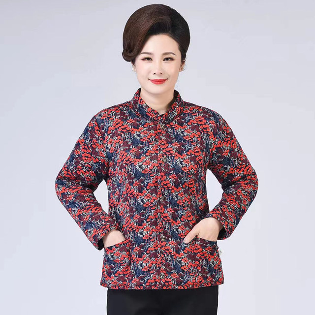 Winter camel hair cotton-padded jacket for middle-aged and elderly women, mother's clothing, extra fat and enlarged, small cotton-padded jacket for home wear 200Jin [Jin equals 0.5kg] cotton clothing