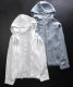 Pure linen hooded zipper sun protection cardigan women's air conditioning blouse, sesame white thin coat short top summer