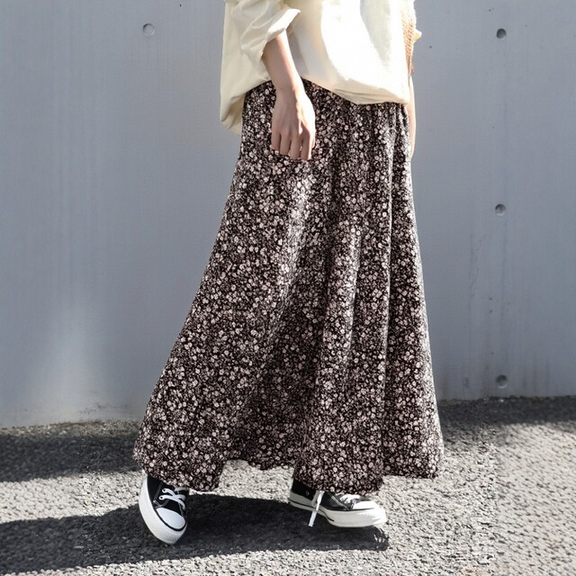 Qianjin Line N Home Wearing a graceful feeling, wearing both sides, elastic high waist printed mid-length fishtail skirt
