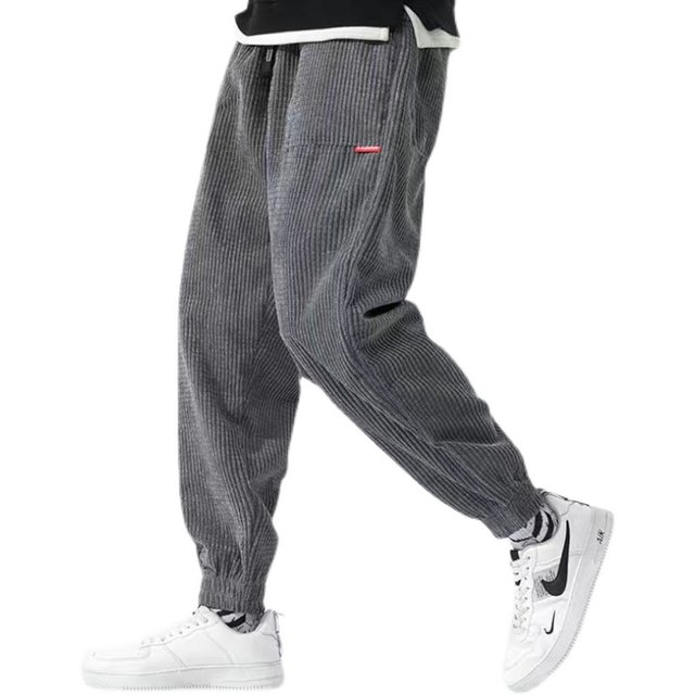 Cordy -lush pants men's winter plus thickened thermal pants loose pants casual sports pants bouquet foot Haron trousers
