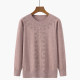 Mom's autumn new solid color large size knitted top middle-aged and elderly women's fashionable round neck diamond-set sweater
