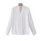 Fat MM large size women's professional shirt interview work clothes long sleeve chiffon shirt V-neck shirt base shirt 200 Jin [Jin equals 0.5 kg]