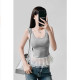 Gray I-font sleeveless vest for women 2025 summer new lace design short slim body ins