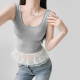Gray I-font sleeveless vest for women 2025 summer new lace design short slim body ins