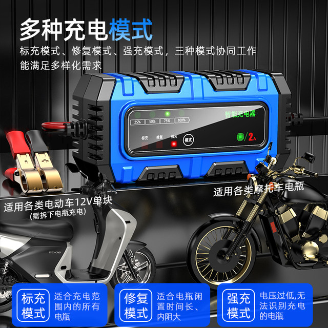Smart 12V pedal motorcycle battery charger lead -acid battery fully automatic universal repair charger
