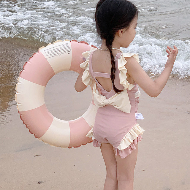 Girls swimwear children's quick-drying swimwear 2025 new Internet celebrity fairy backless one-piece bow bikini