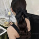 Black Hepburn style bow grab clip female high-end sense back head hair shark clip temperament elegant hair clip headdress