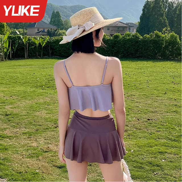 Women's 2025 new hot skirt style split student high-end slimming swimming pool special hot spring swimsuit
