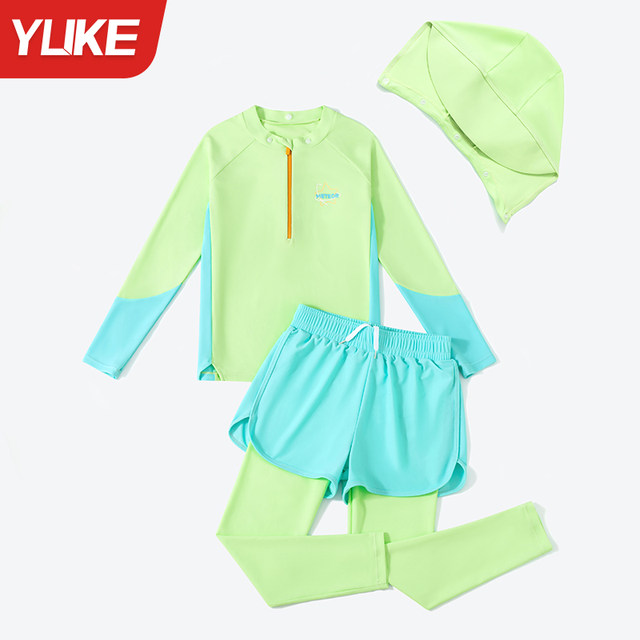 Children's swimsuits, boys, boys, 2025 new split long-sleeved sun protection swimsuits, medium-sized, big children and teenagers swimsuits