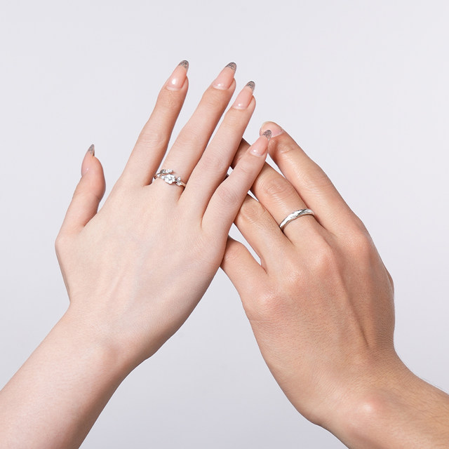 Catiro camellia couple ring women sterling silver niche design ring pair birthday gift