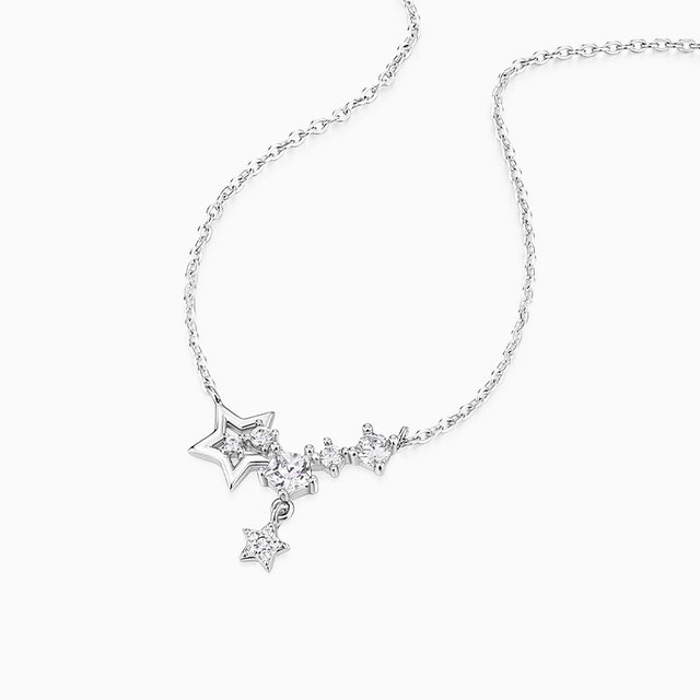 
Cartilo Brilliant Star Necklace 925 Sterling Silver Luxury Niche Ins Silver Necklace Student Clavicle Chain Women's High-end Female